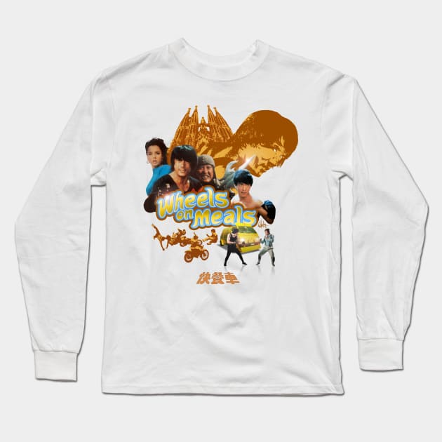 Jackie Chan: WHEELS ON MEALS Long Sleeve T-Shirt by HKCinema